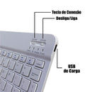 Kit Teclado e Mouse Bluetooth Sem Fio Recarregável ABNT2 para Notebook Tablet e Celular BK-8088